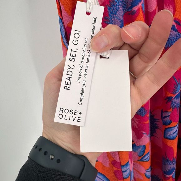 NWT Rose + Olive Women's Floral High Waist Crop Wide Leg Pants Blue Pink Size 3X - Picture 7 of 14